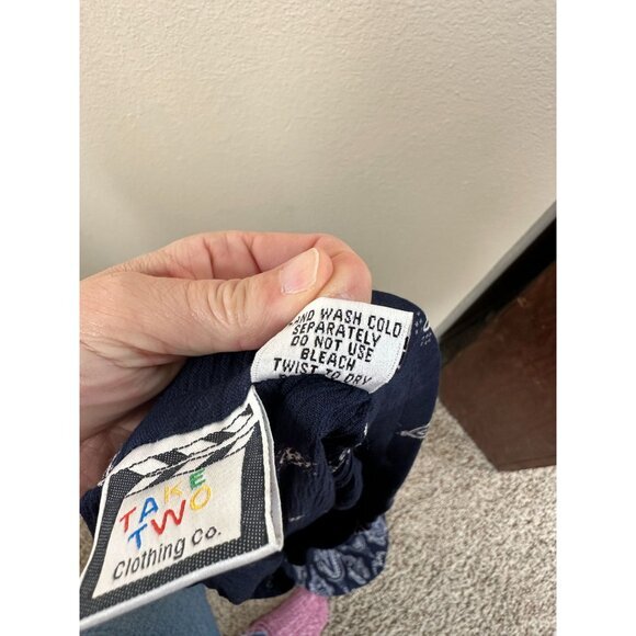 Take two Womens Blue Skirt Large vintage maxi elastic‎ waist pull on rayon - Picture 7 of 8